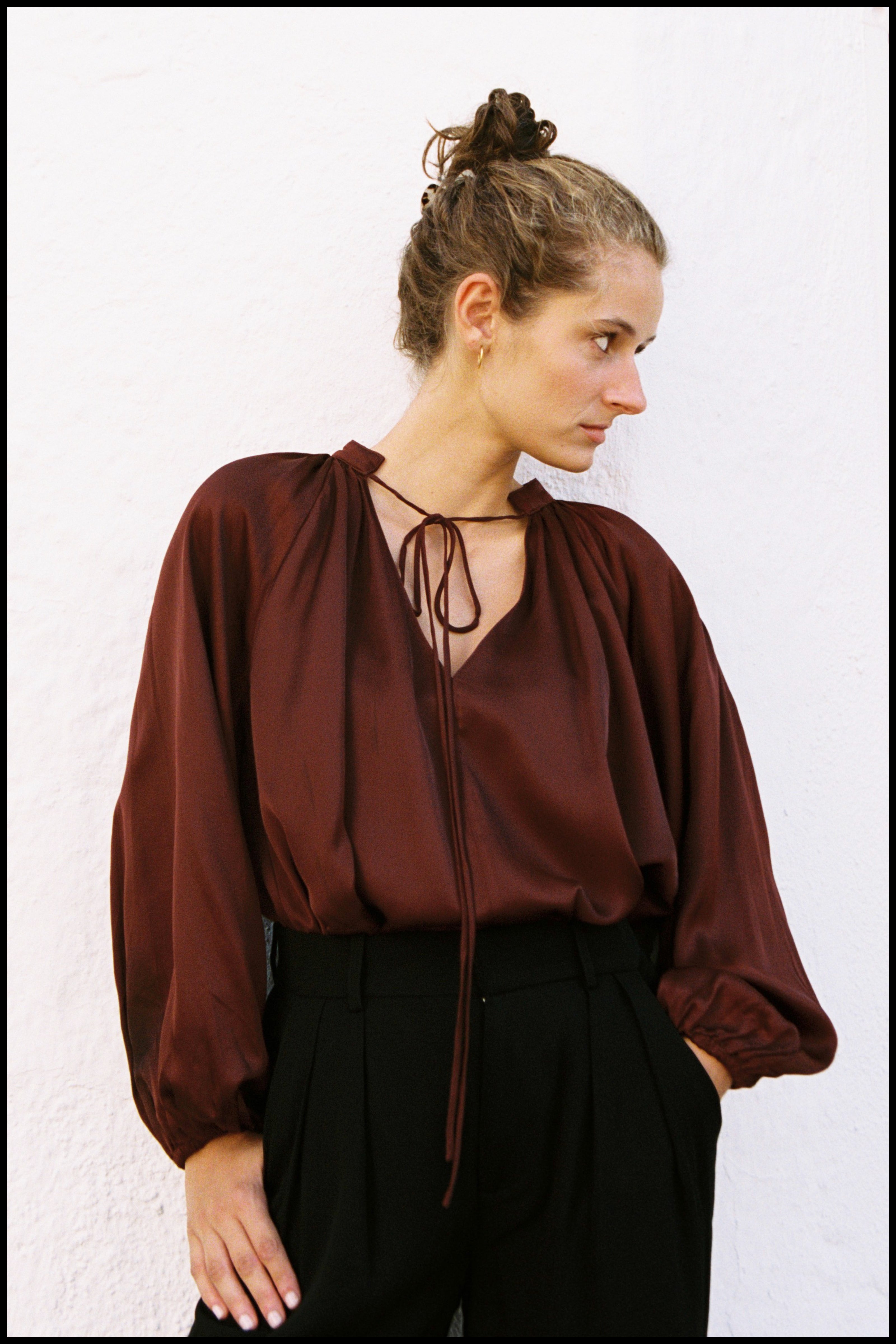 Bata Fluida Cetim Viscose Bordô