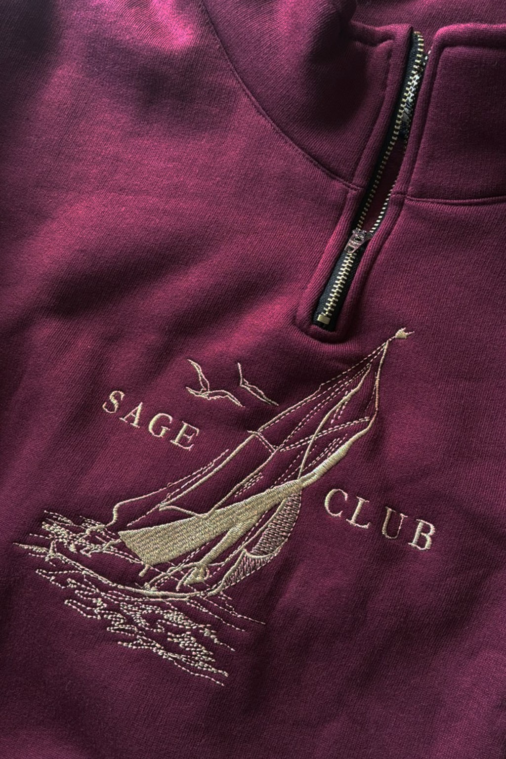 Sudadera Bordada Náutica Burdeos