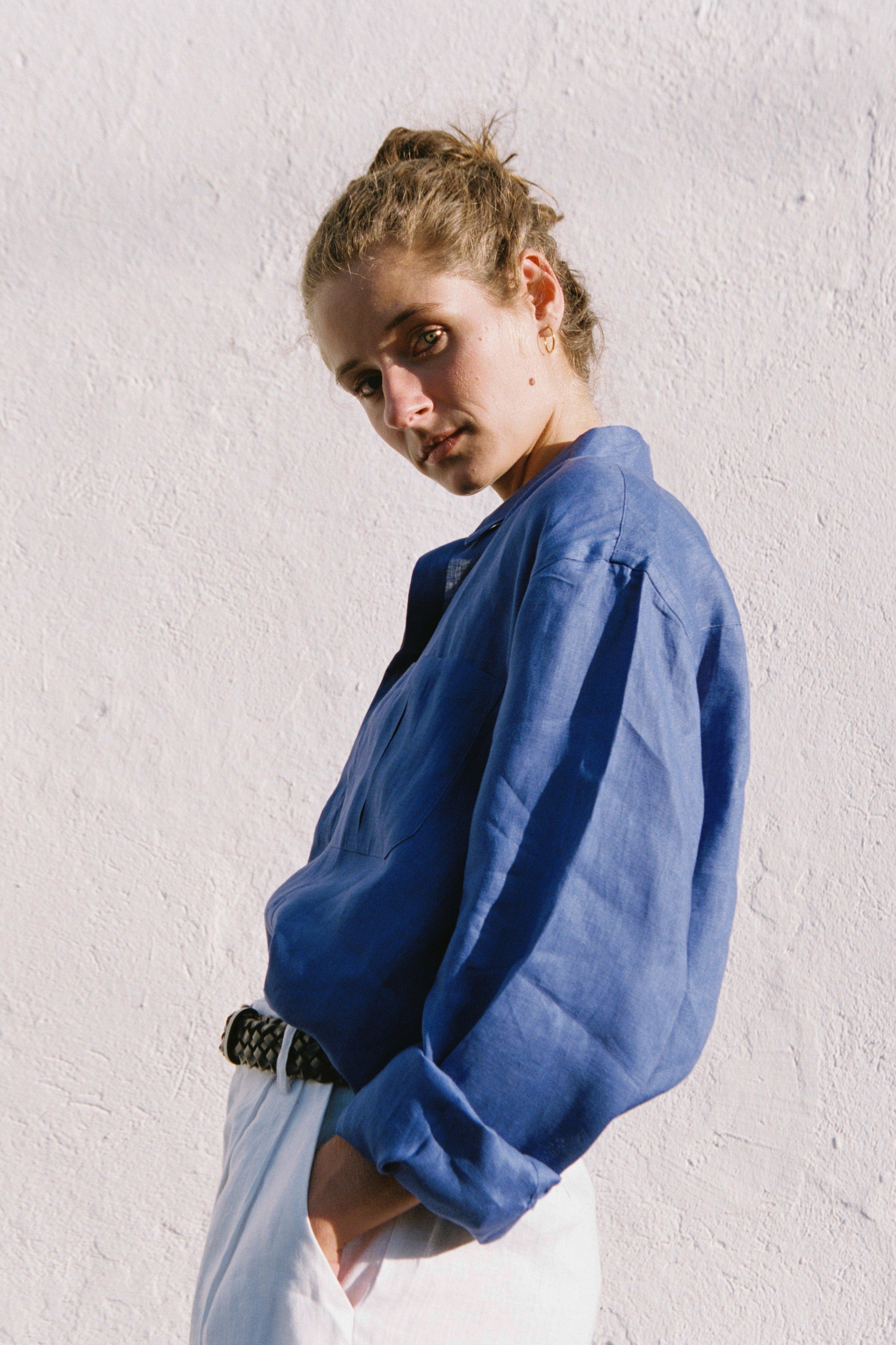 Camisa 100% Linho Azul Royal Thomaz