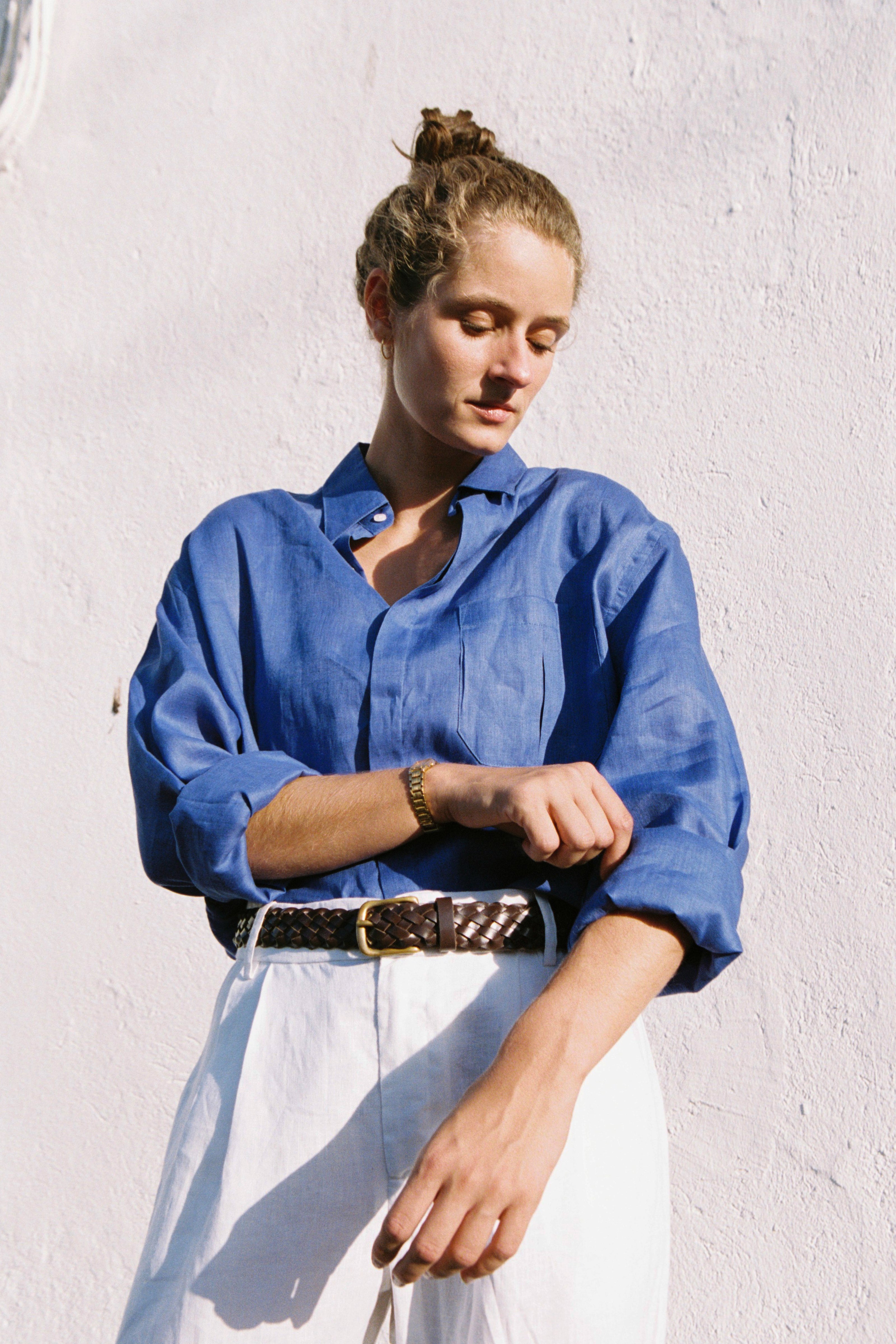 Camisa 100% Linho Azul Royal Thomaz