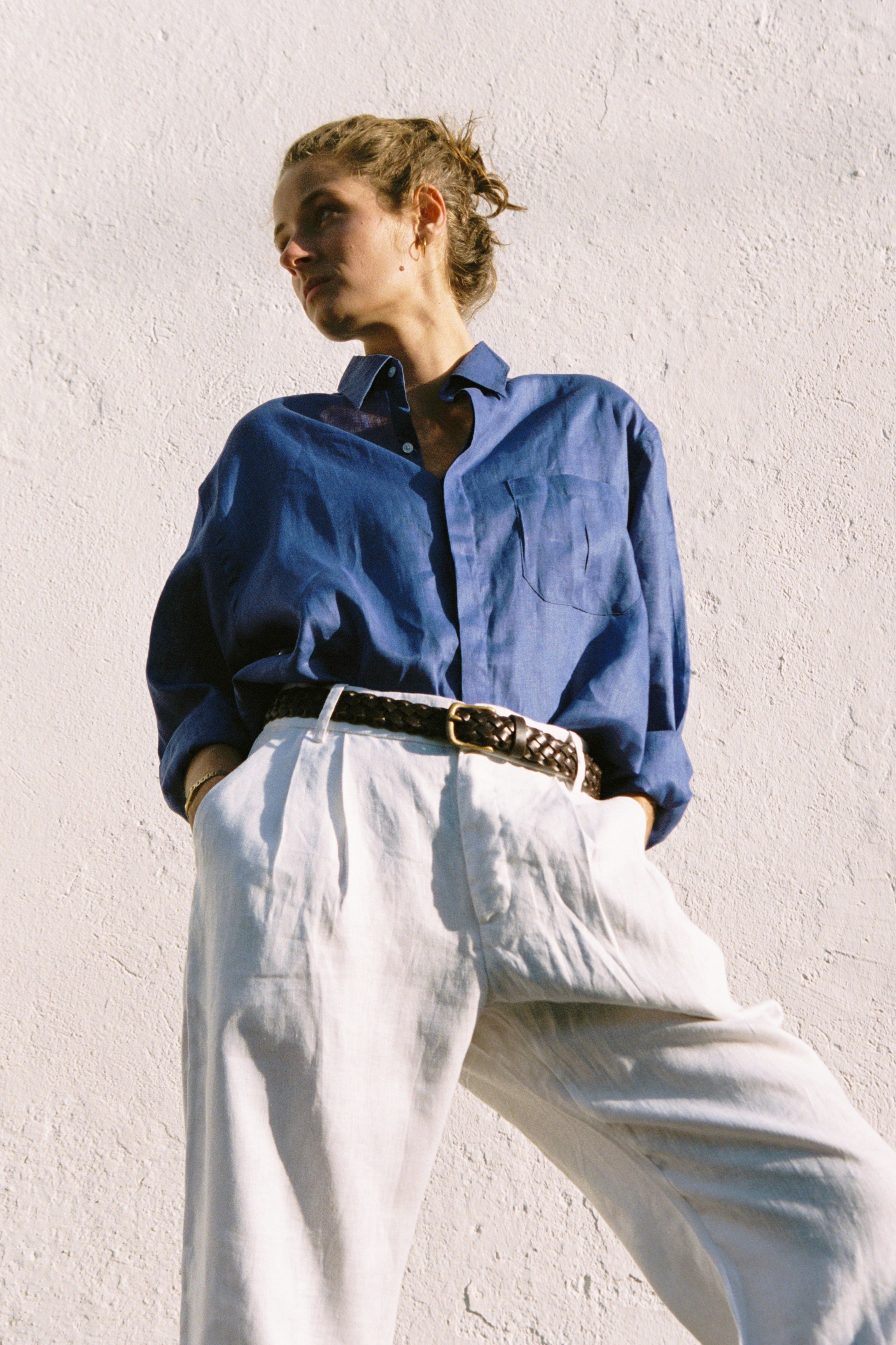 Camisa 100% Linho Azul Royal Thomaz