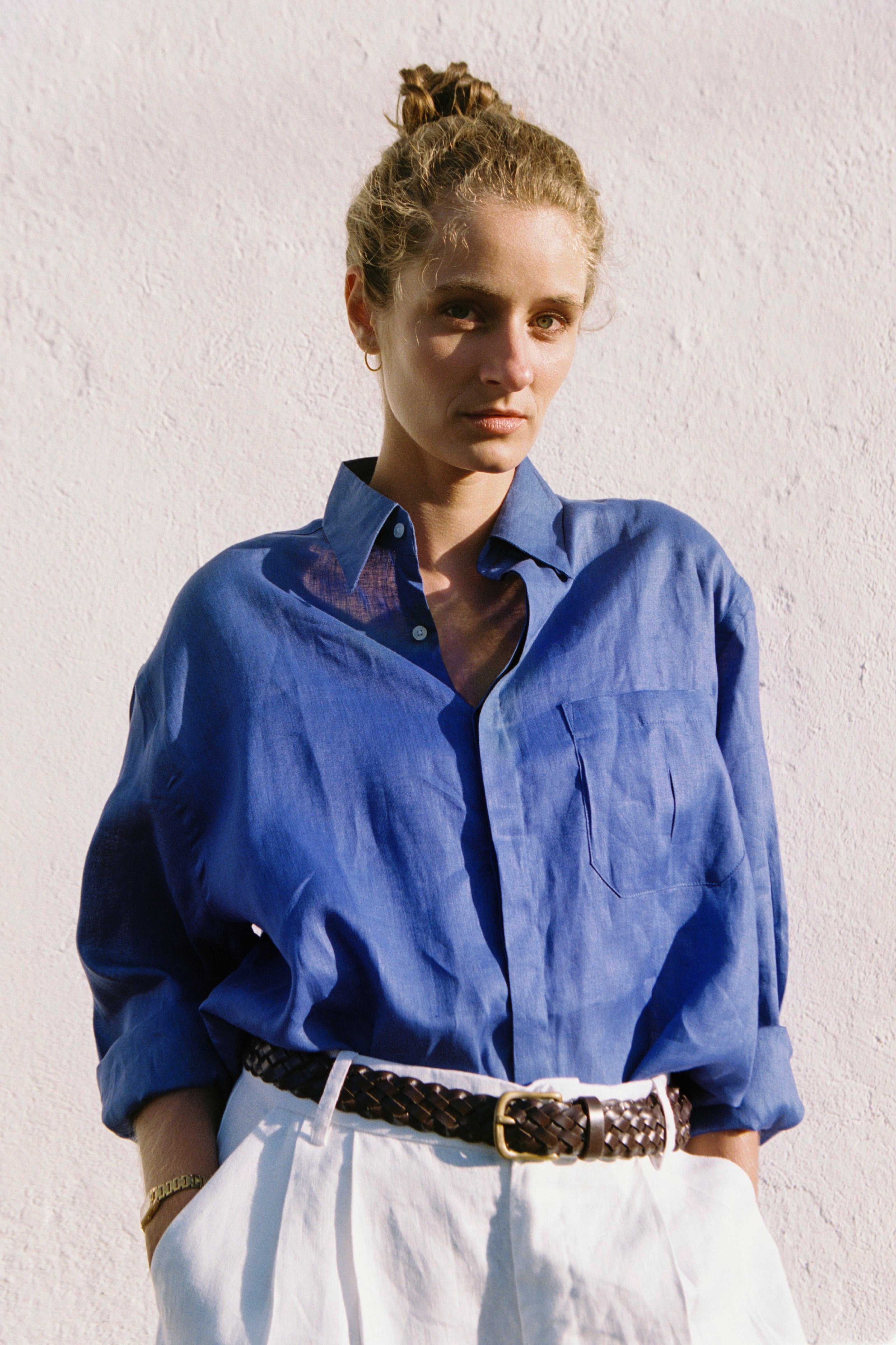 Camisa 100% Linho Azul Royal Thomaz