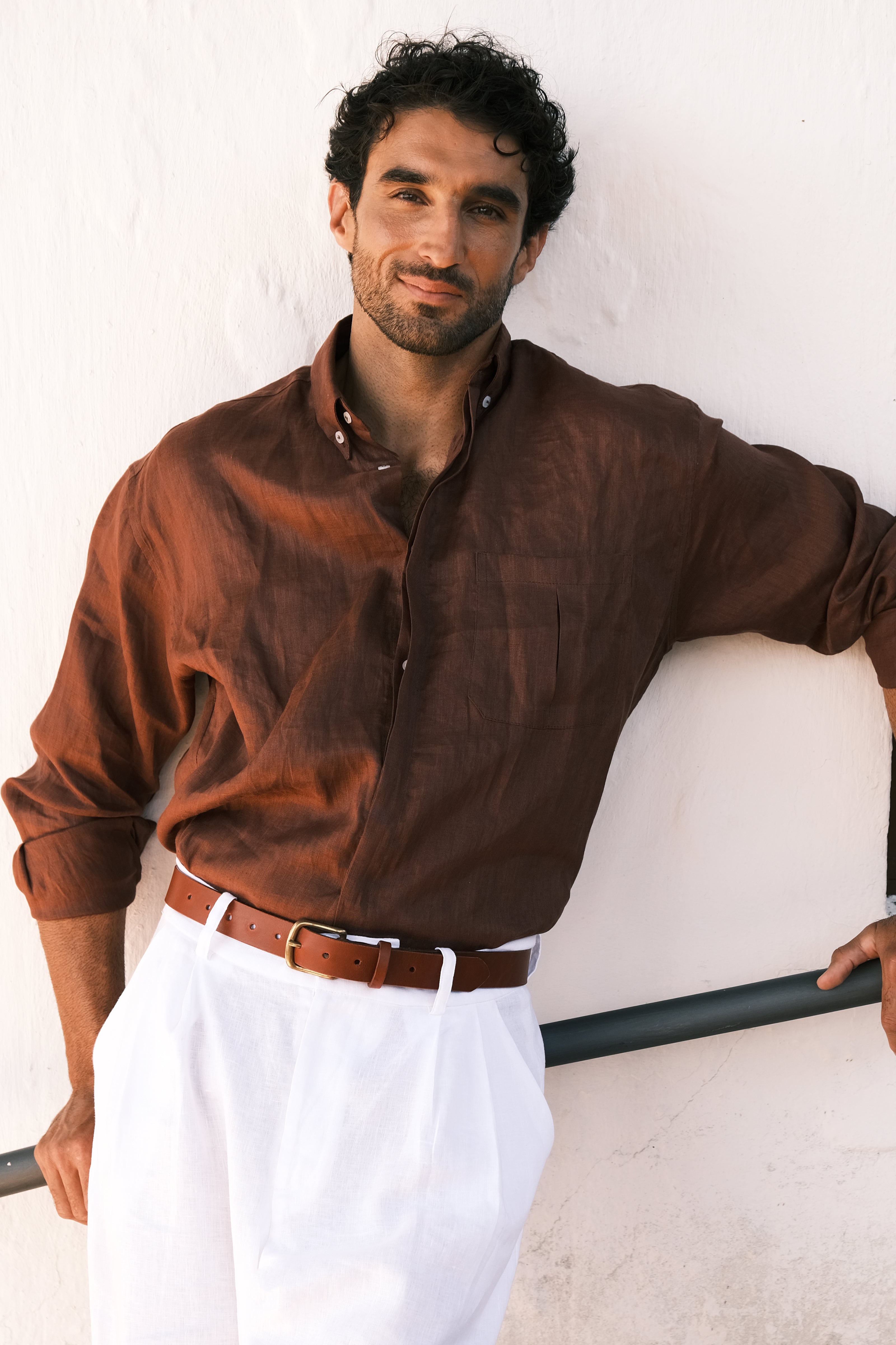 Camisa 100% Linho Marrom Thomaz