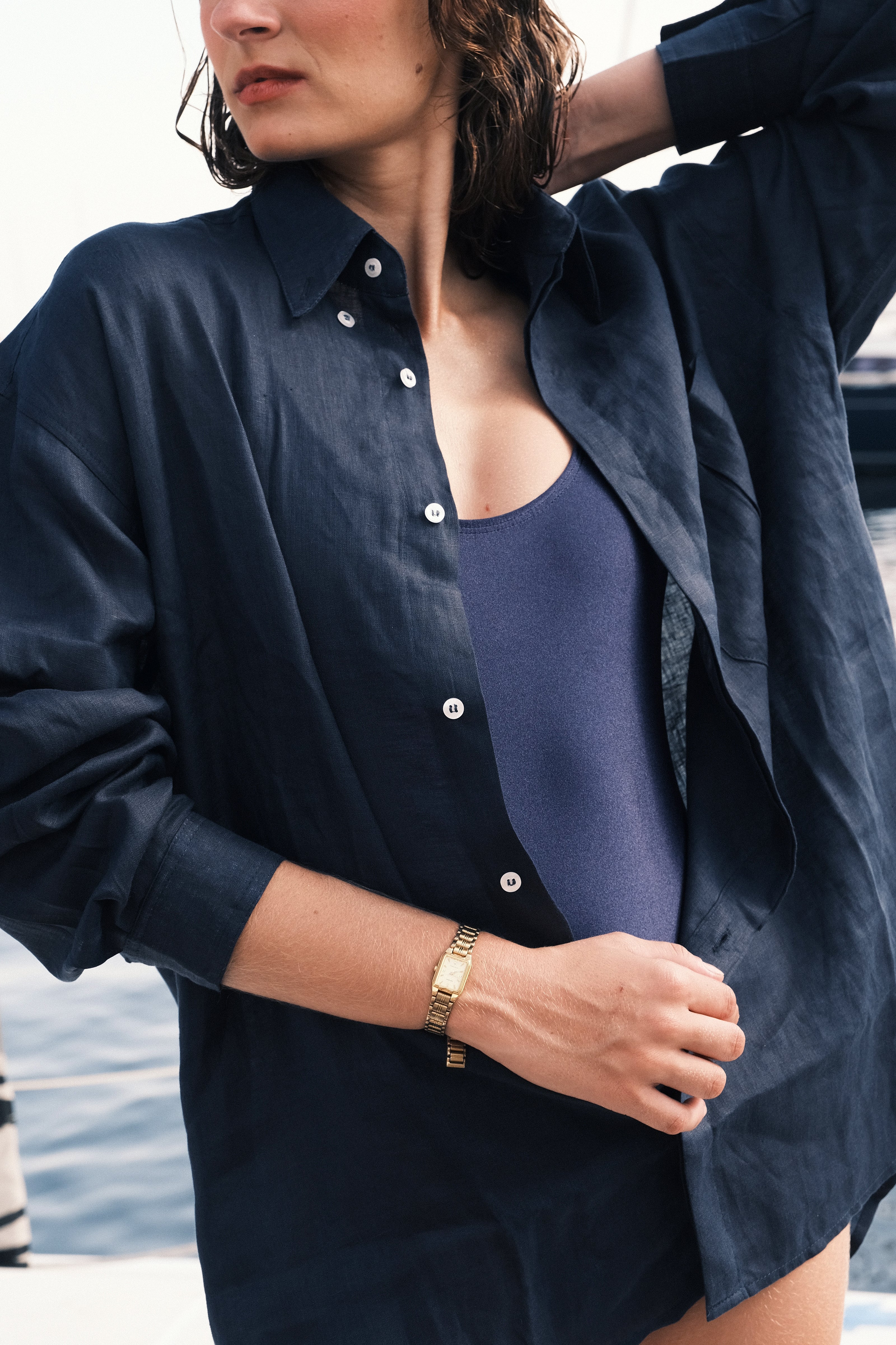 Camisa 100% Linho Azul Marinho Thomaz