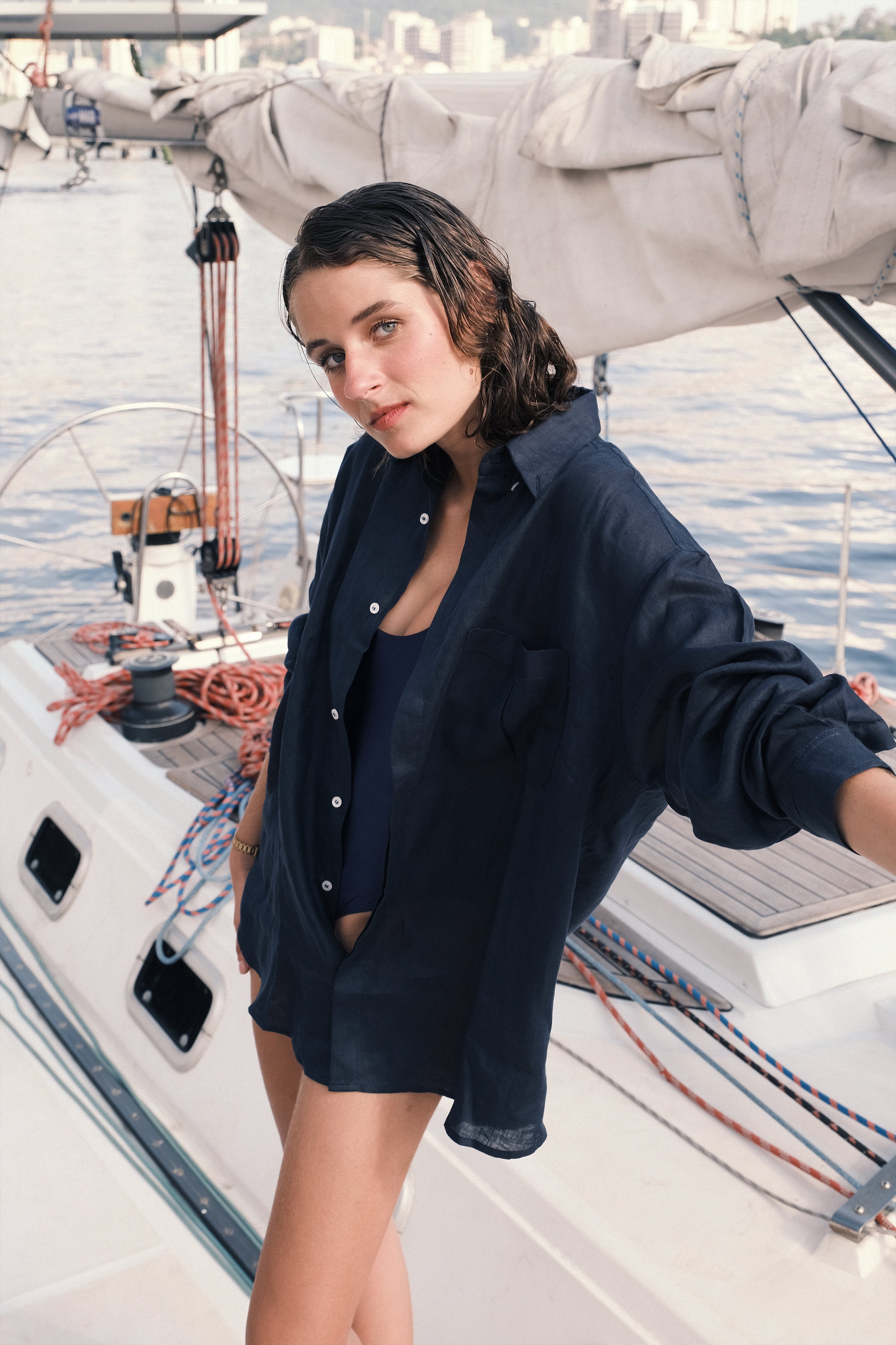 Camisa 100% Linho Azul Marinho Thomaz