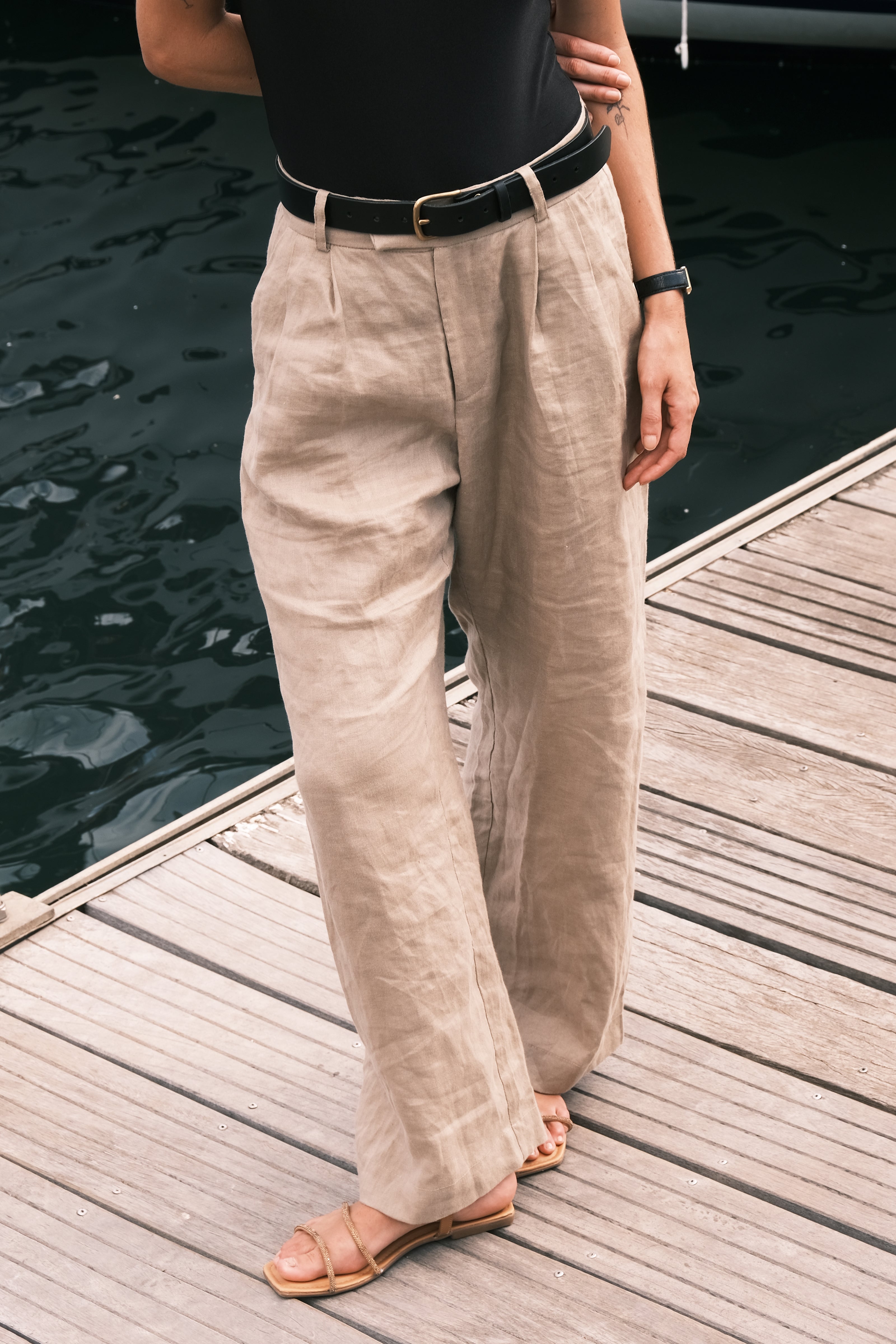 Calça Social 100% Linho Bege