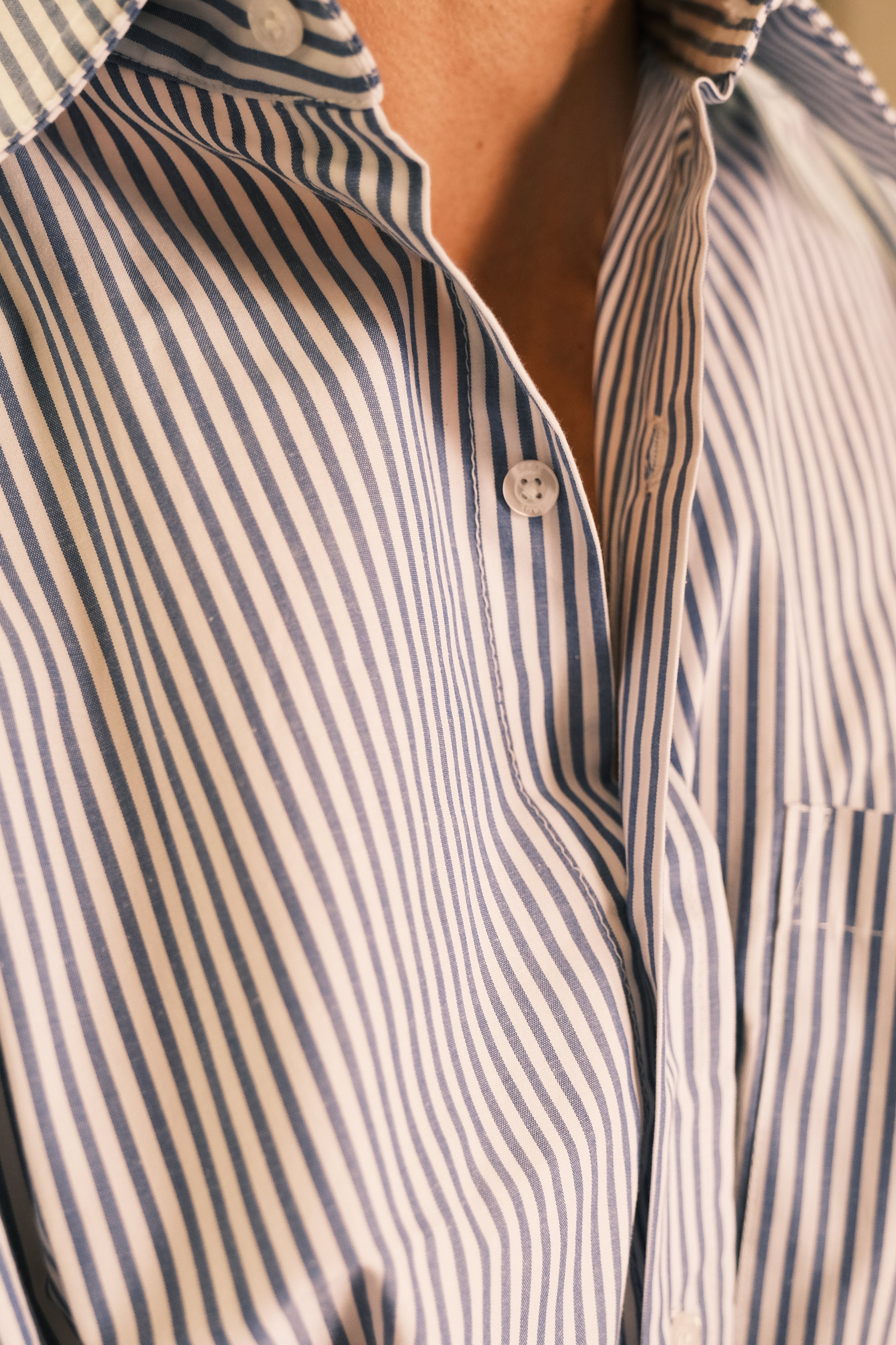 Camisa 100% Algodão Pima Listras Azul