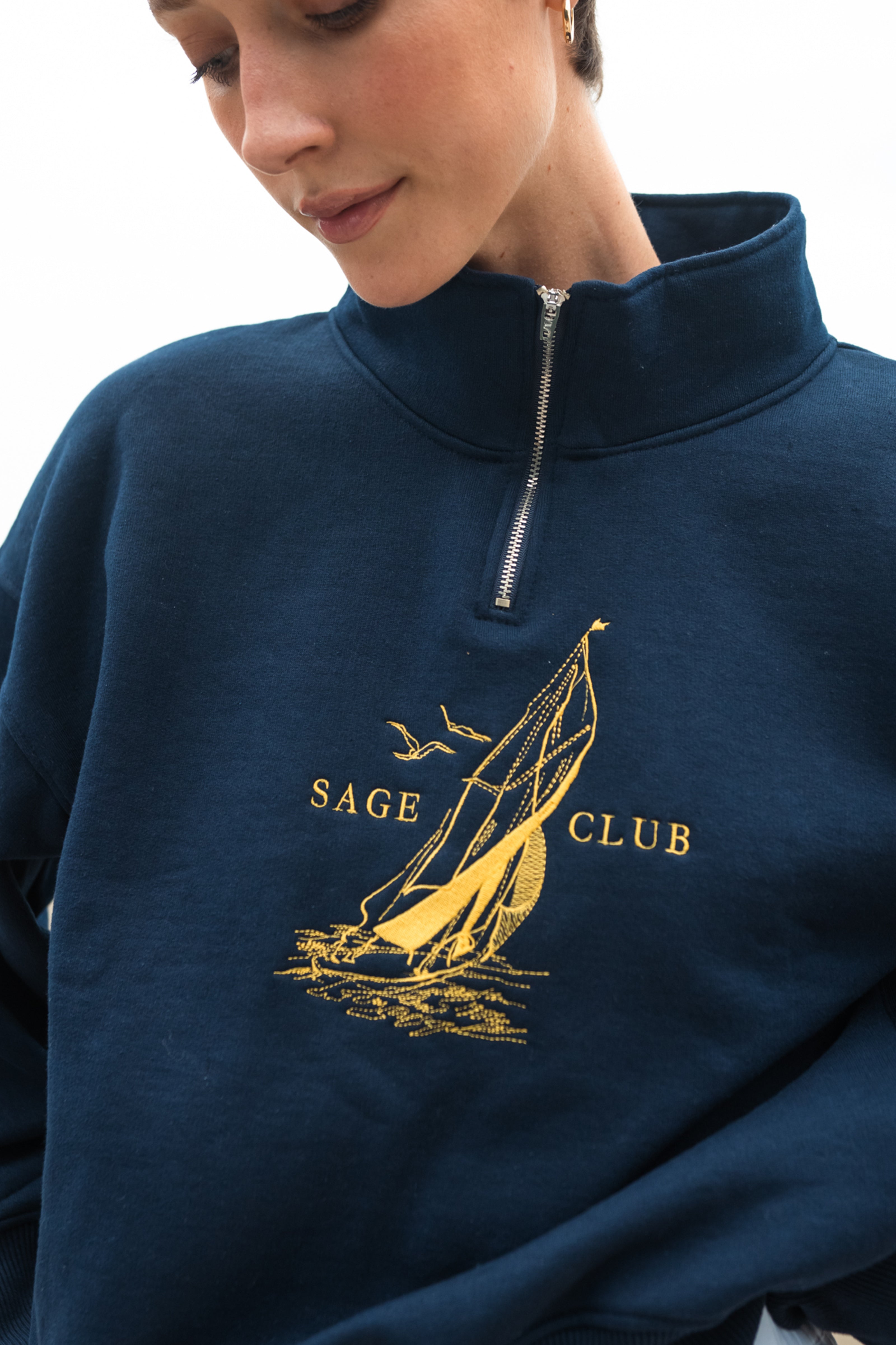 Moletom Bordado Náutico Azul Marinho