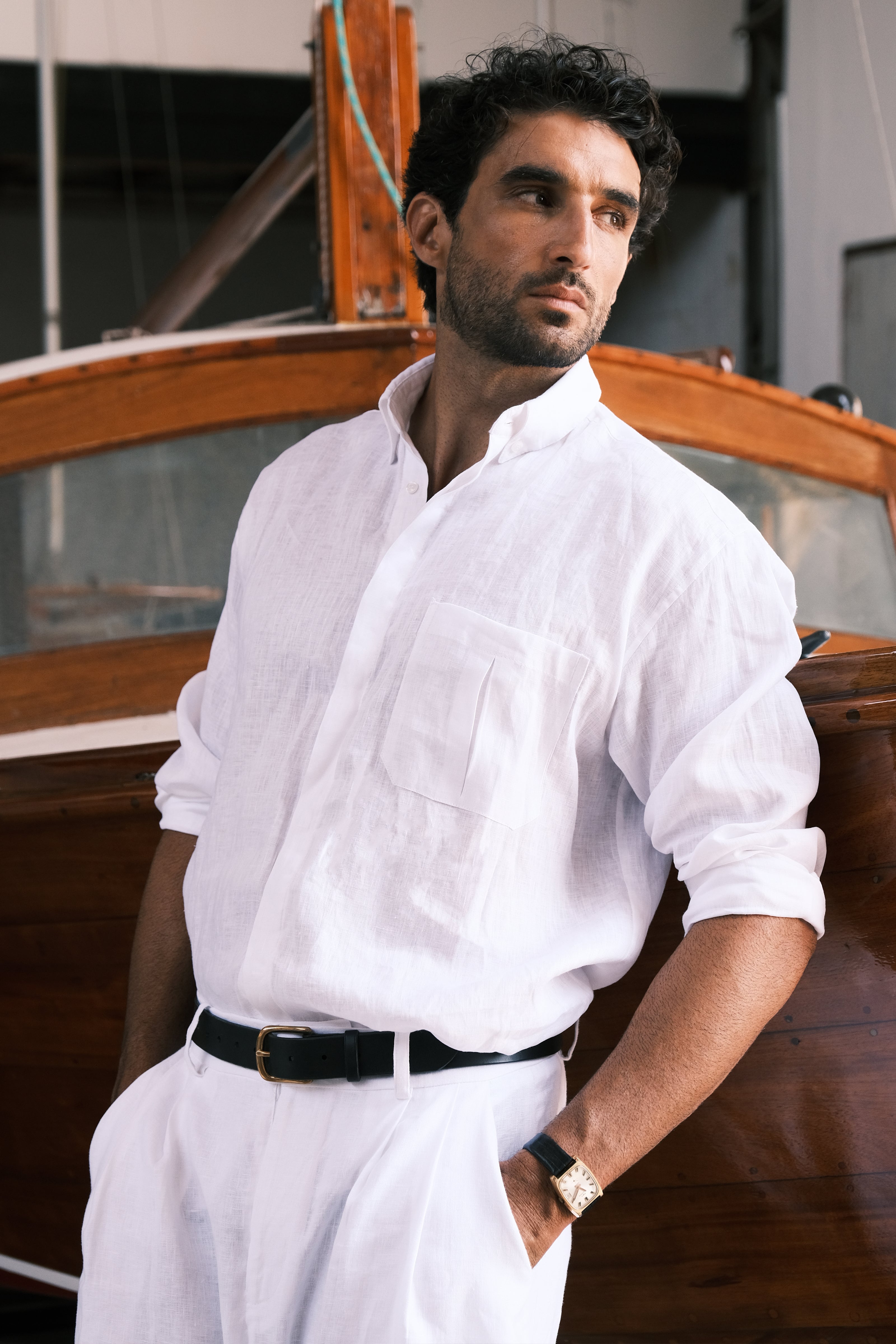 Camisa 100% Linho Branca Thomaz