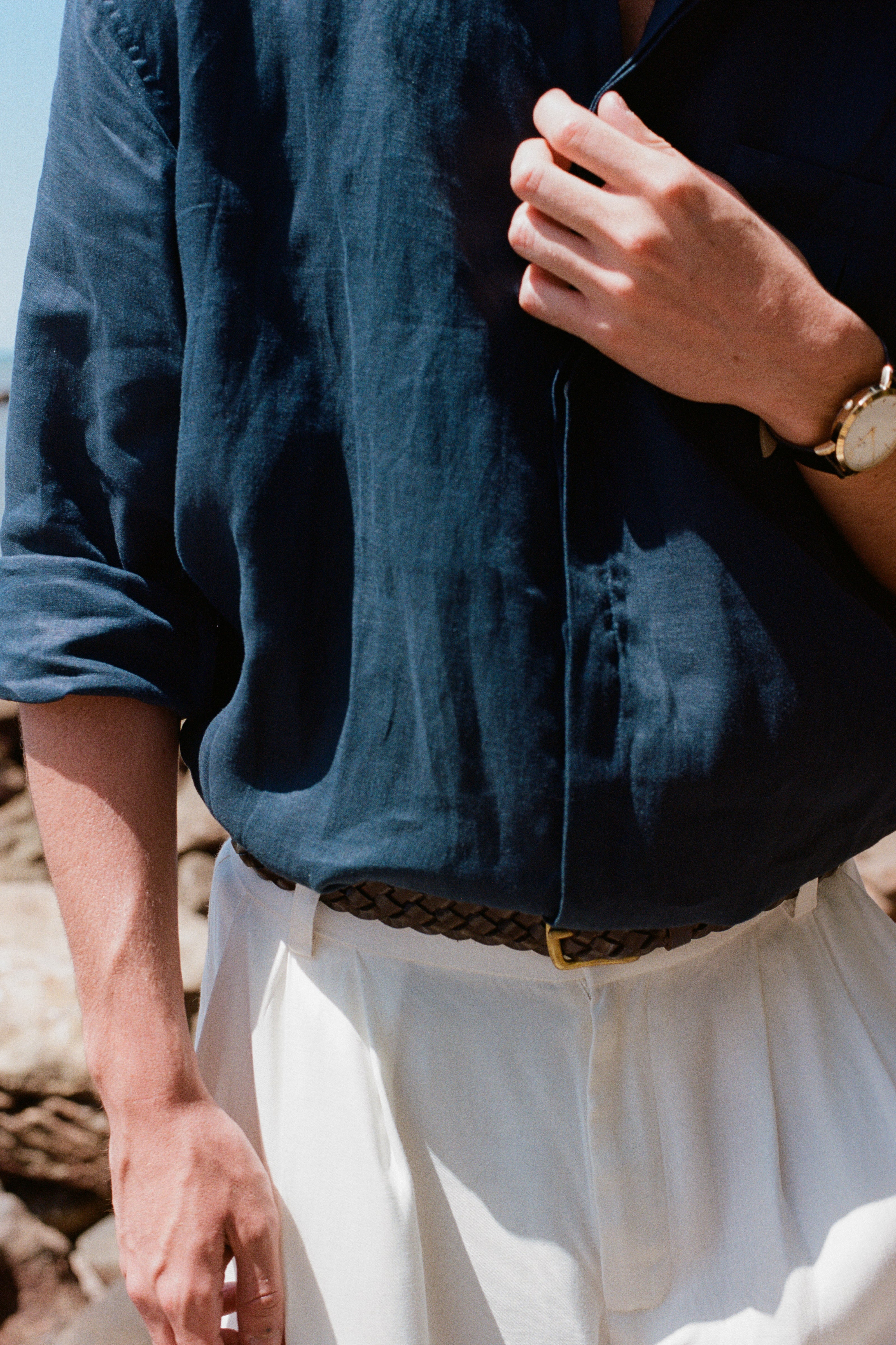 Camisa 100% Linho Azul Marinho Thomaz