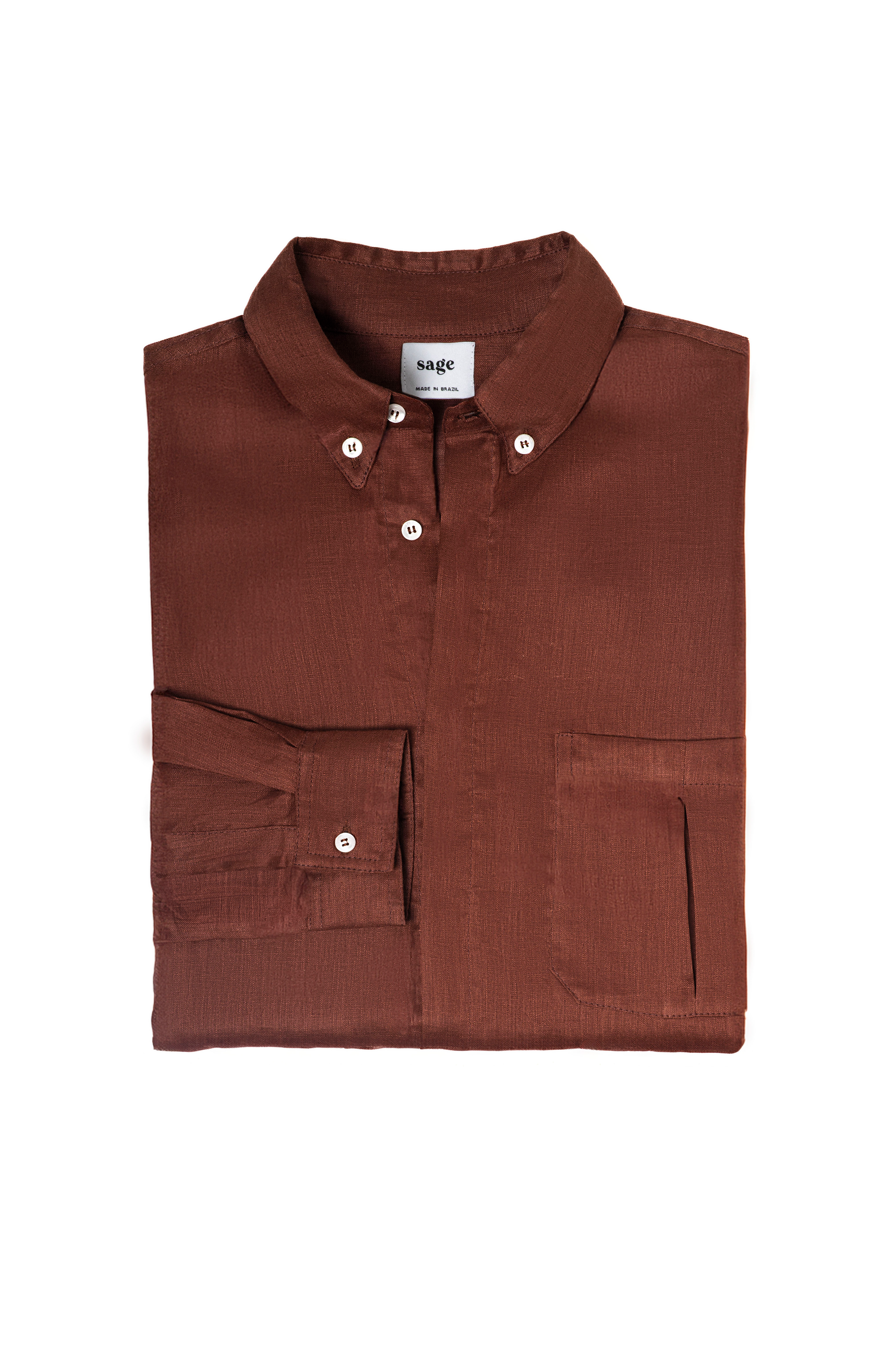 Camisa 100% Linho Marrom Thomaz