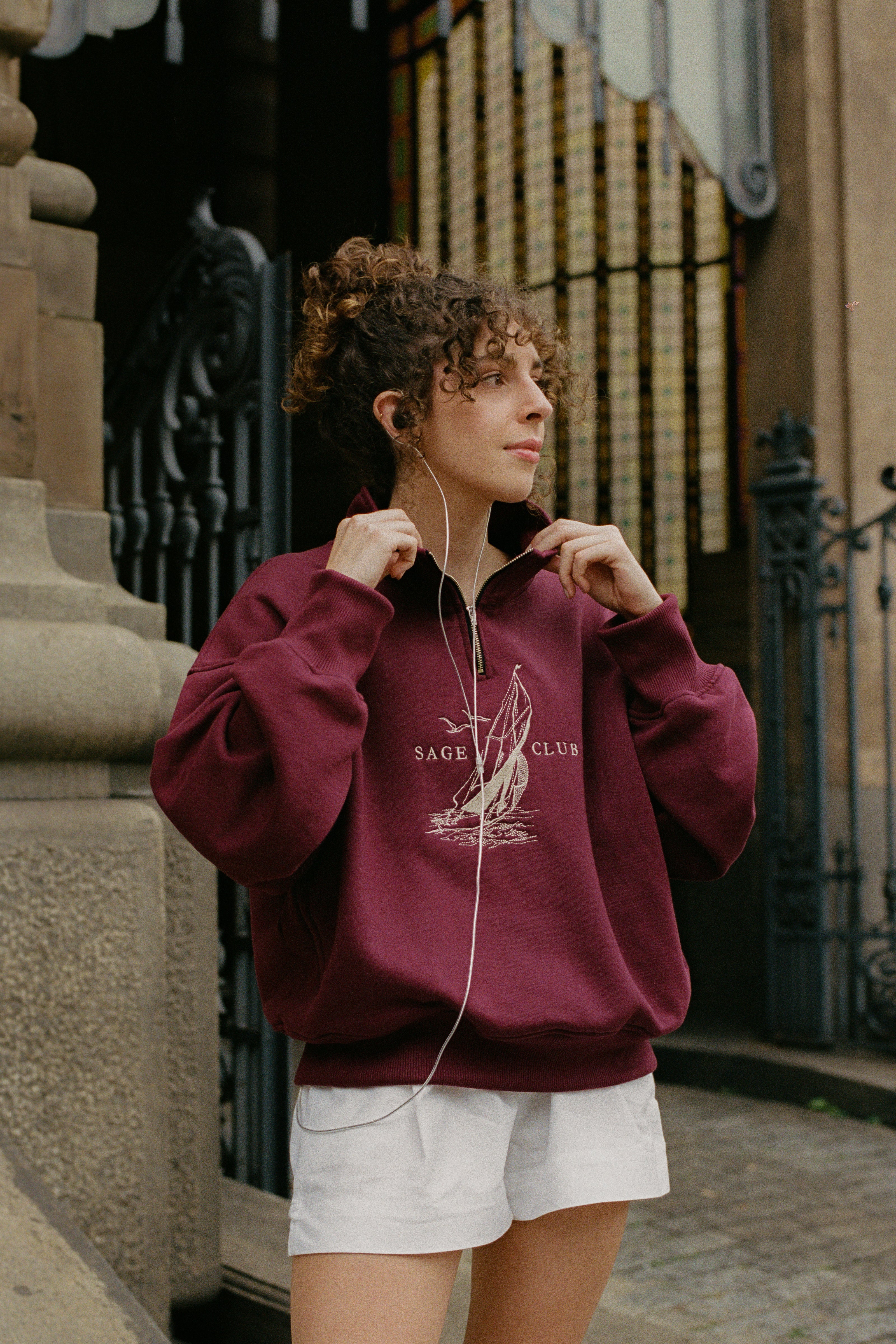 Sudadera Bordada Náutica Burdeos