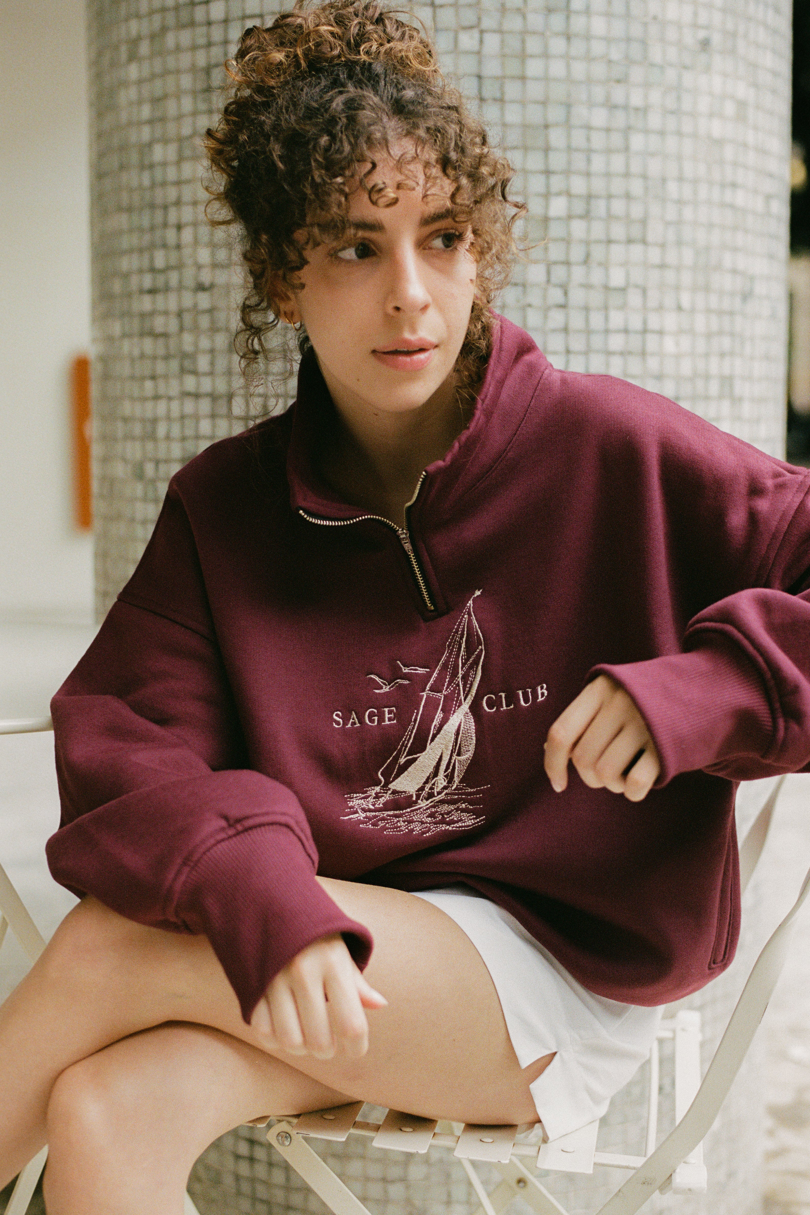 Moletom Bordado Náutico Bordô