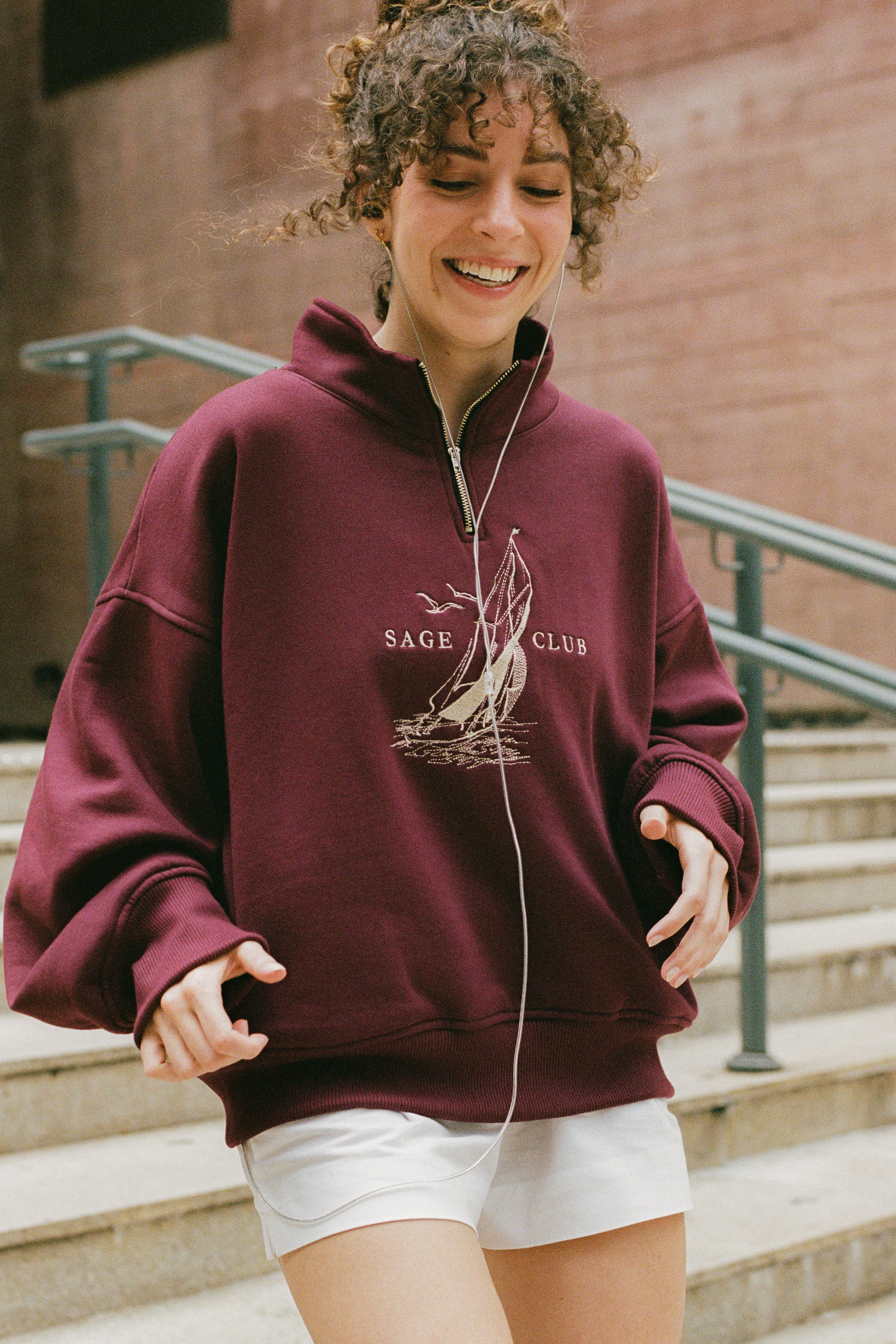 Sudadera Bordada Náutica Burdeos