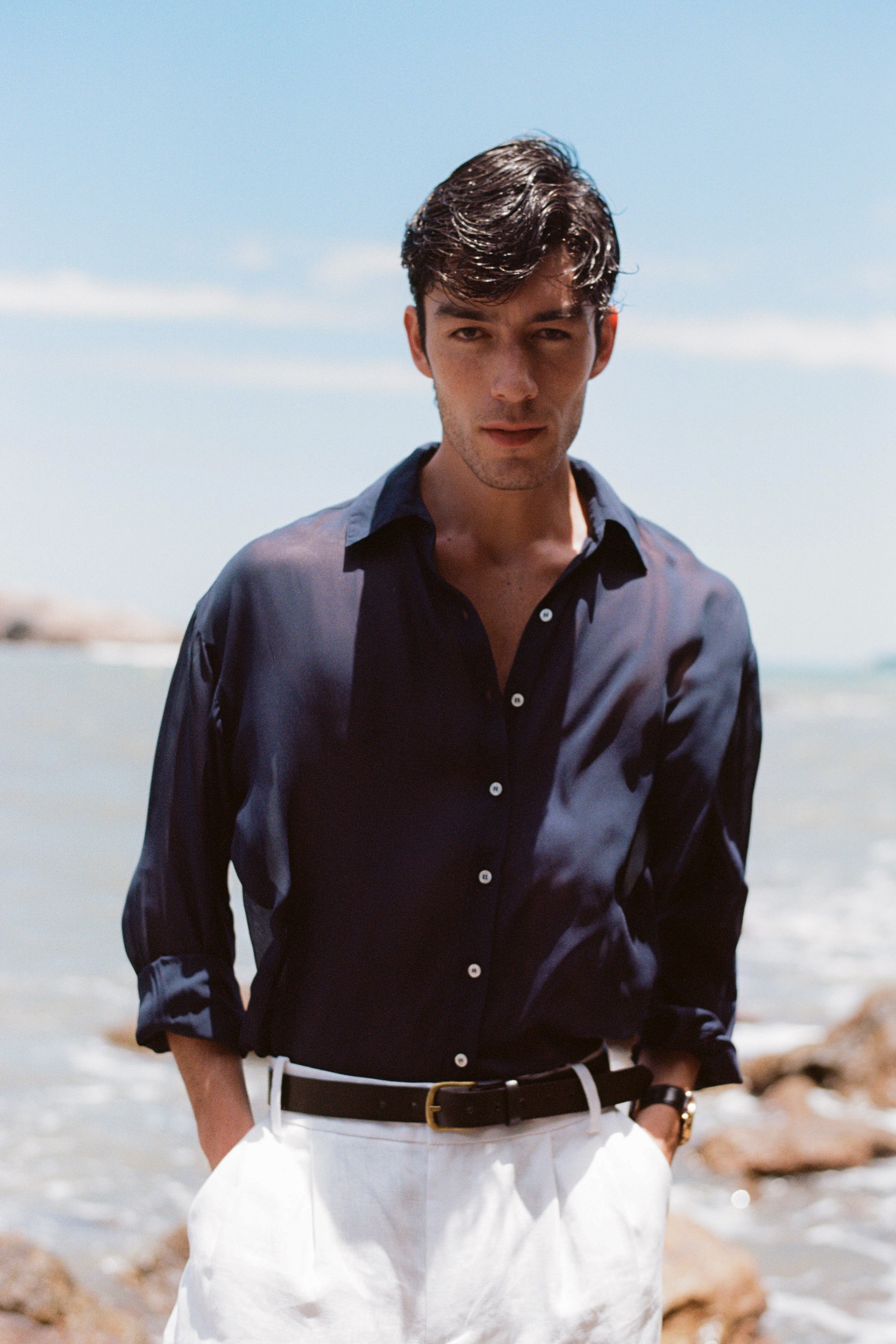 Camisa Fluida Azul Marinho