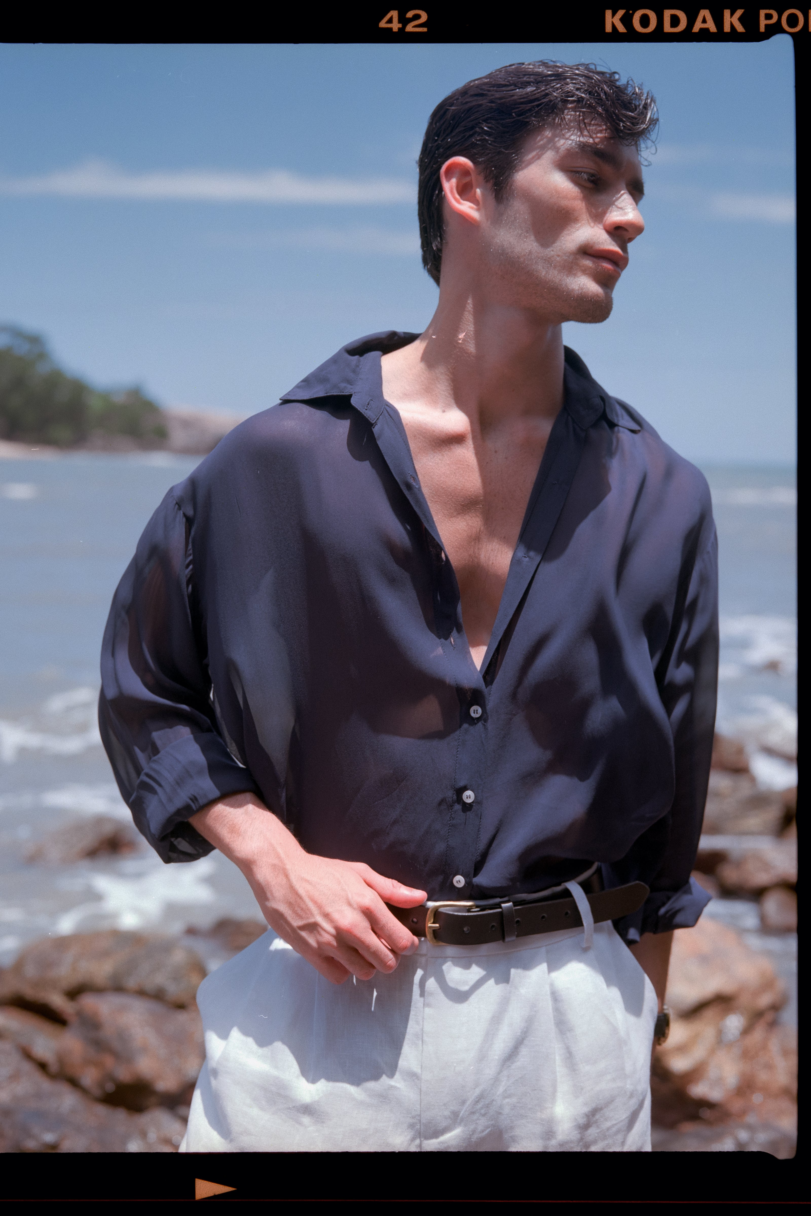 Camisa Fluida Azul Marinho