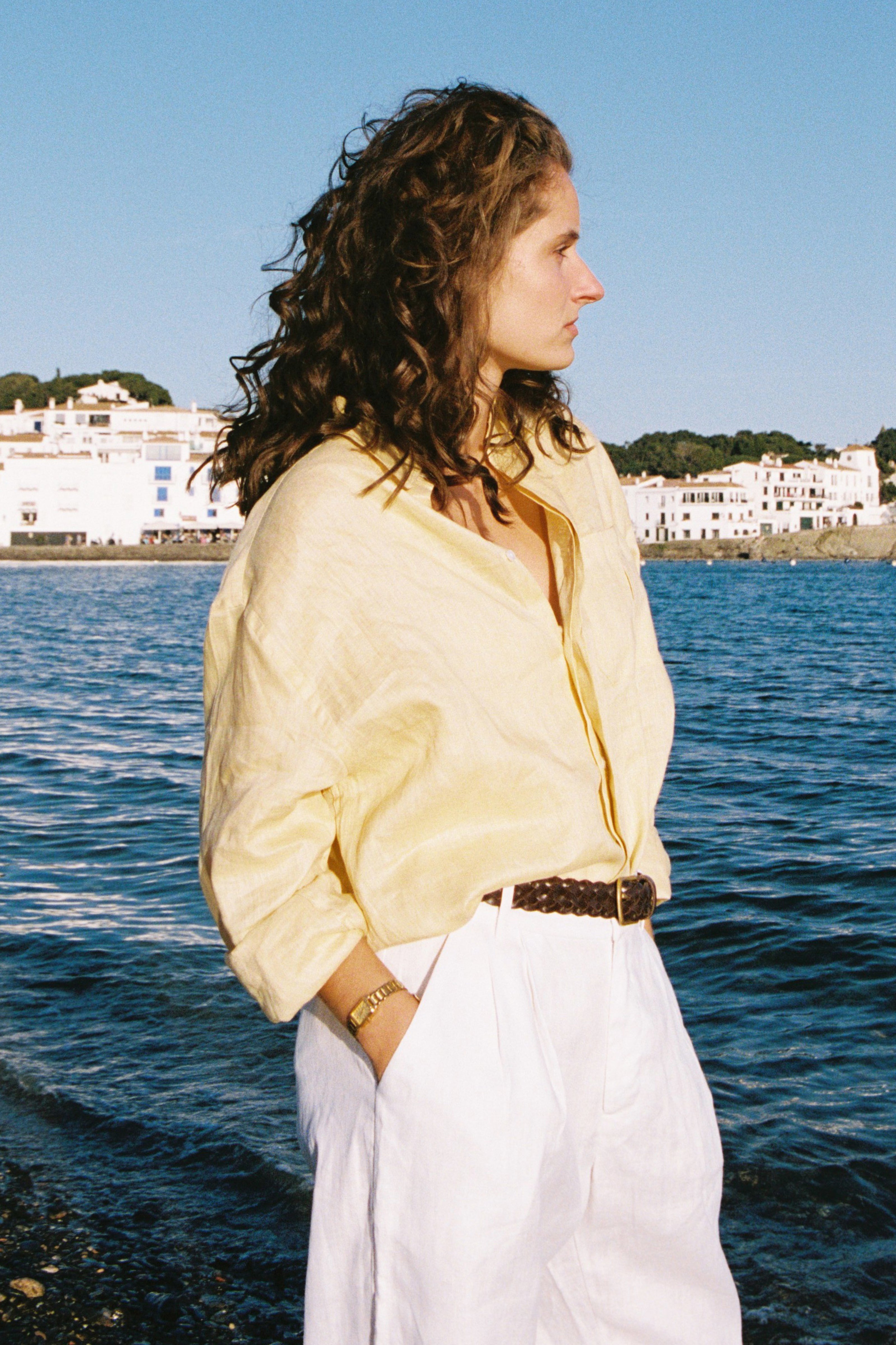 Camisa 100% Linho Oversized Amarela Thomaz