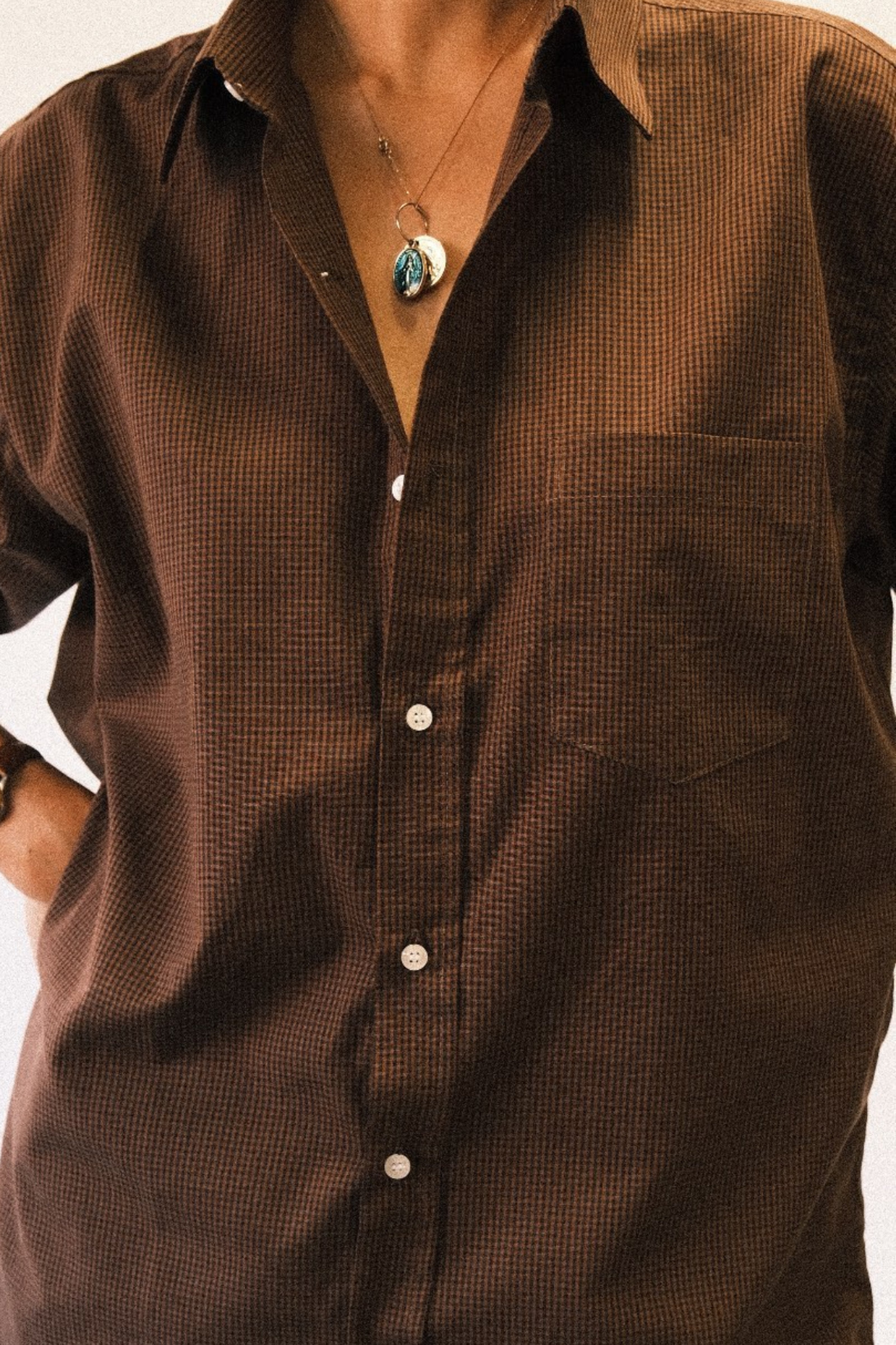 Camisa Xadrez Marrom 100% Algodão
