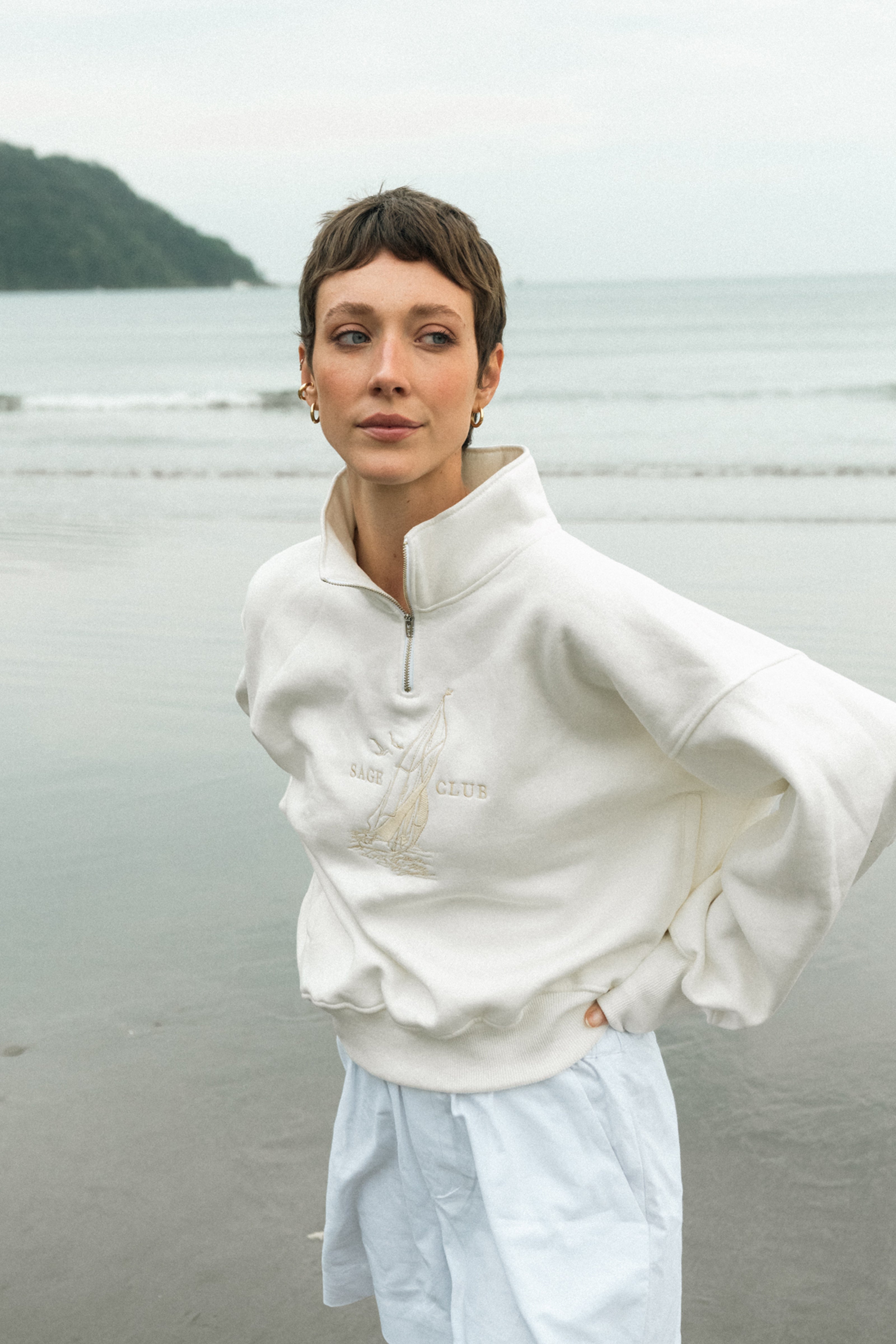 Moletom Bordado Náutico Off-White