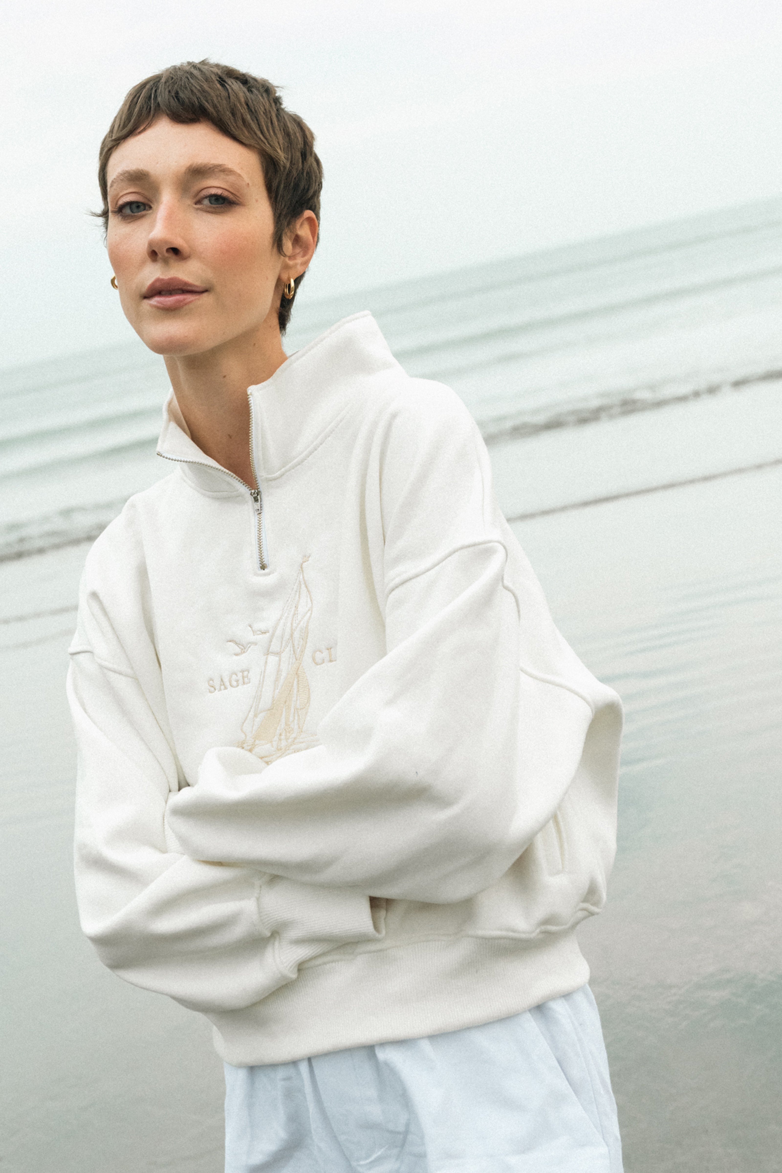 Moletom Bordado Náutico Off-White