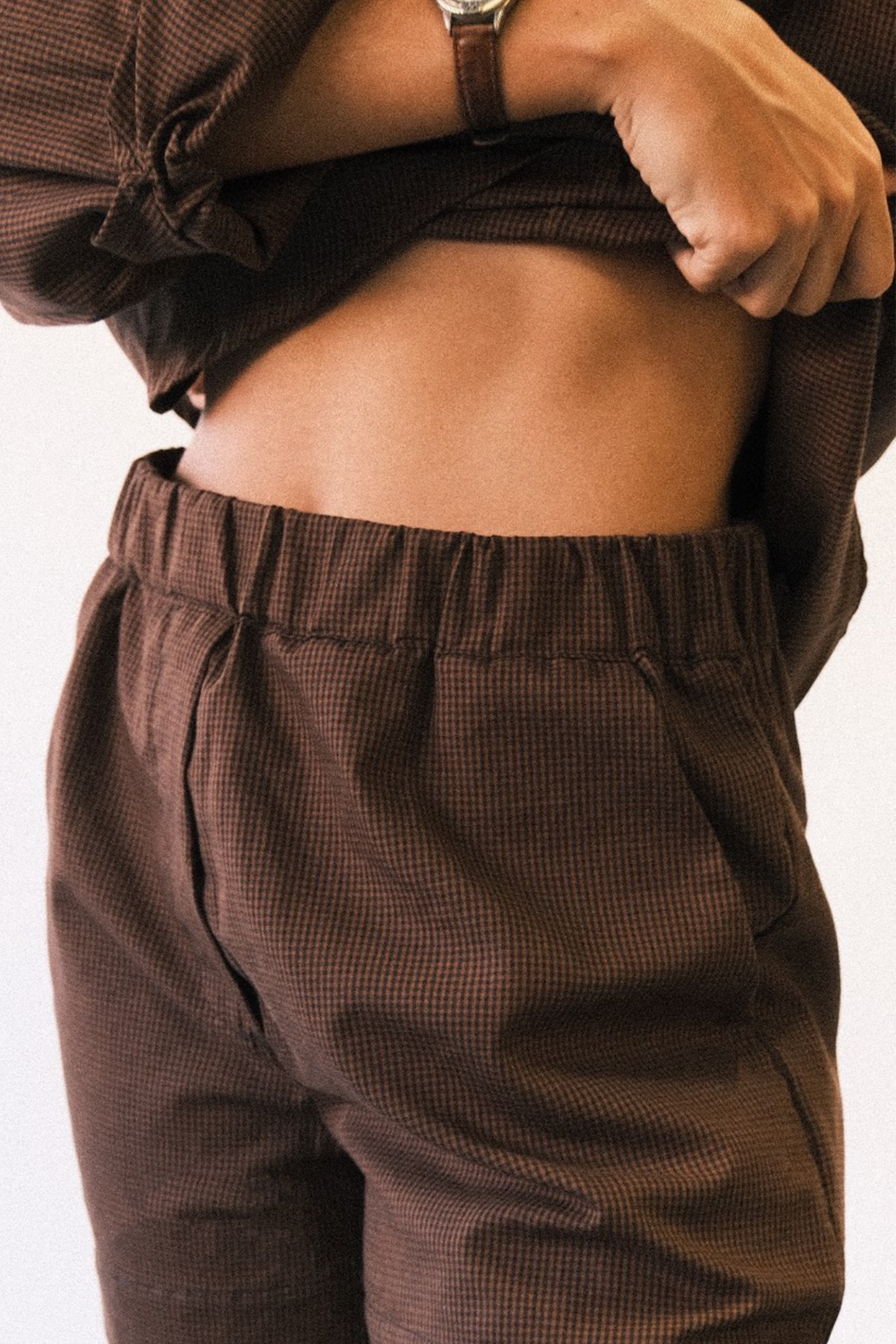 Short Xadrez Marrom 100% Algodão