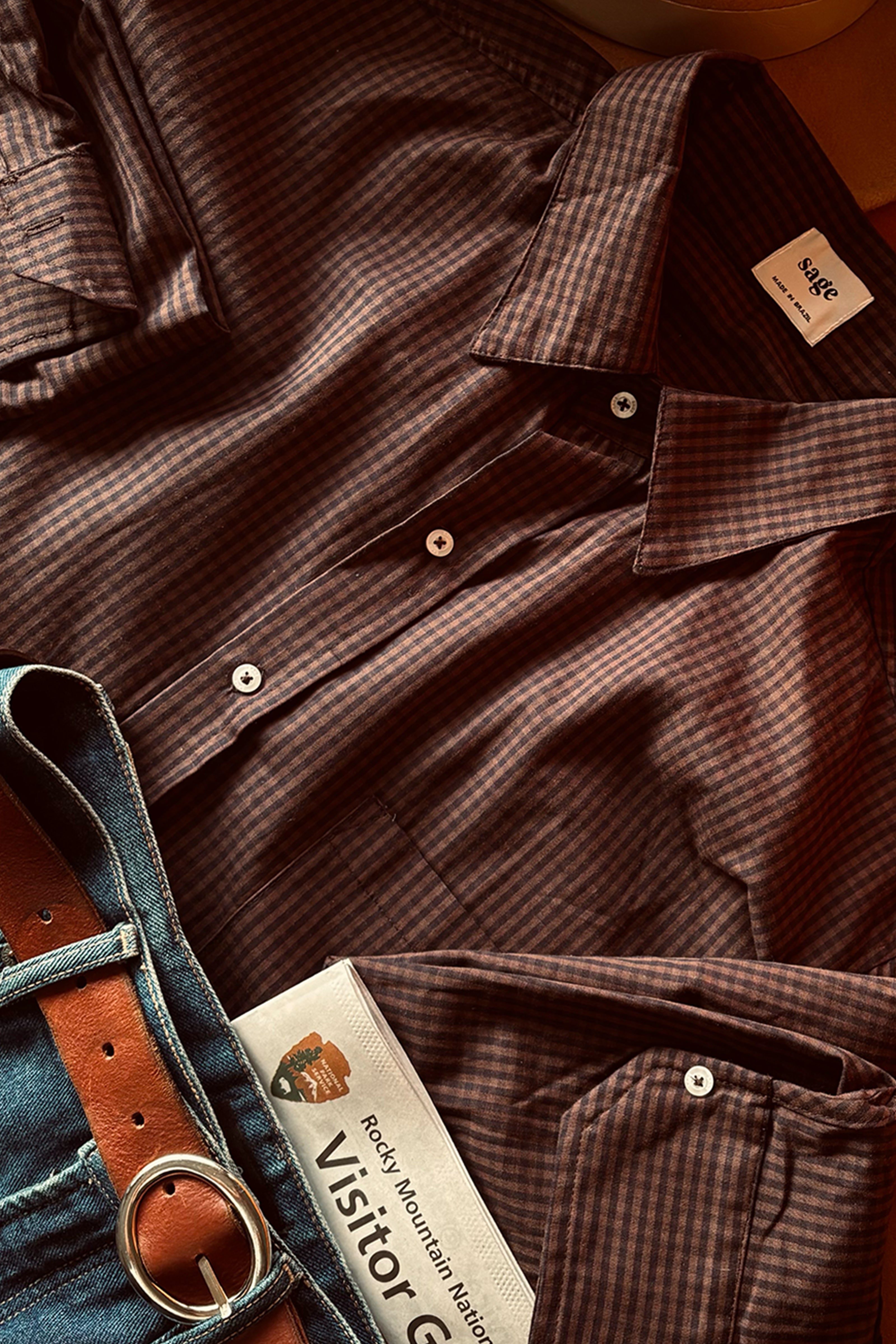 Camisa Xadrez Marrom 100% Algodão