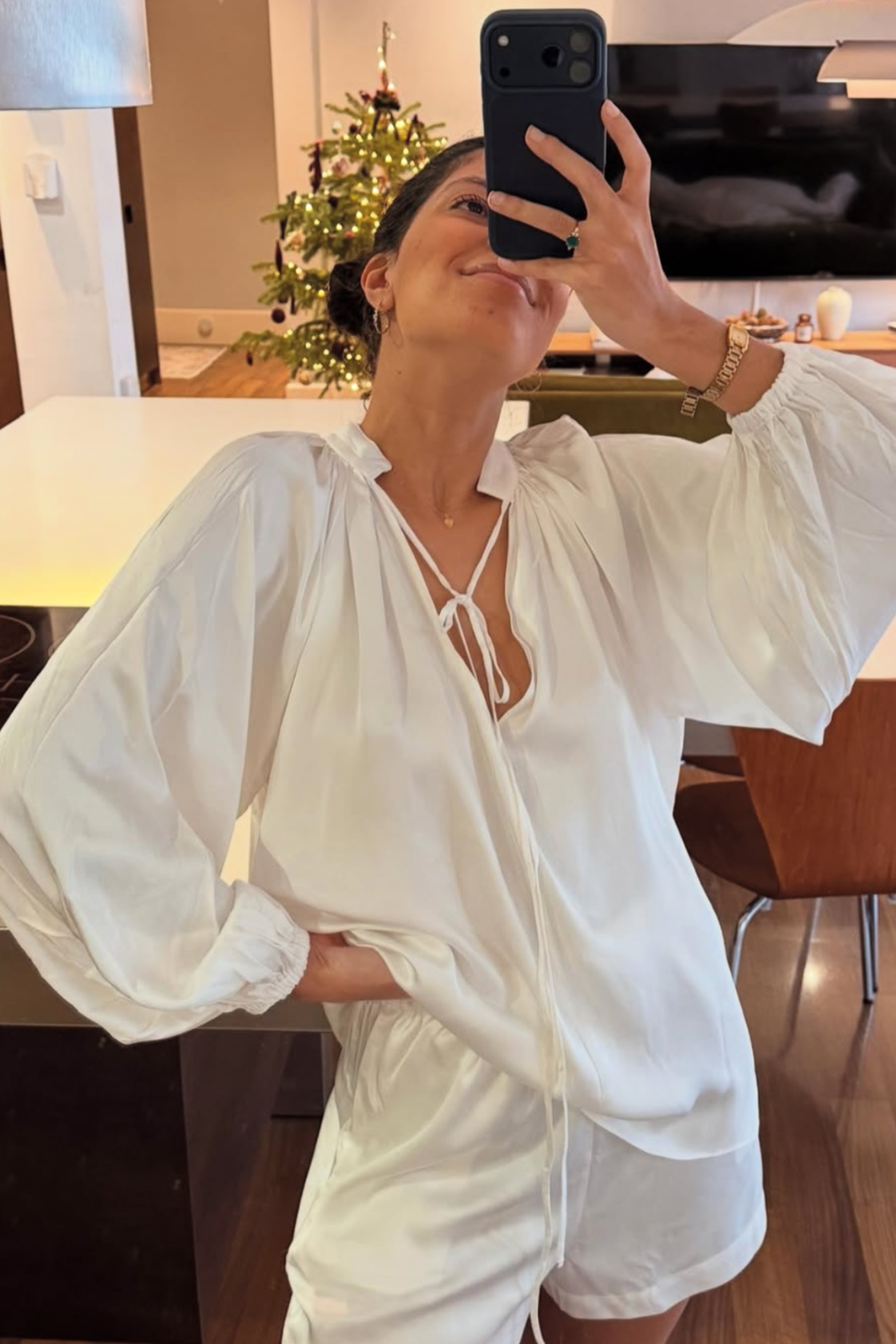 Bata Fluida Cetim Viscose Branca