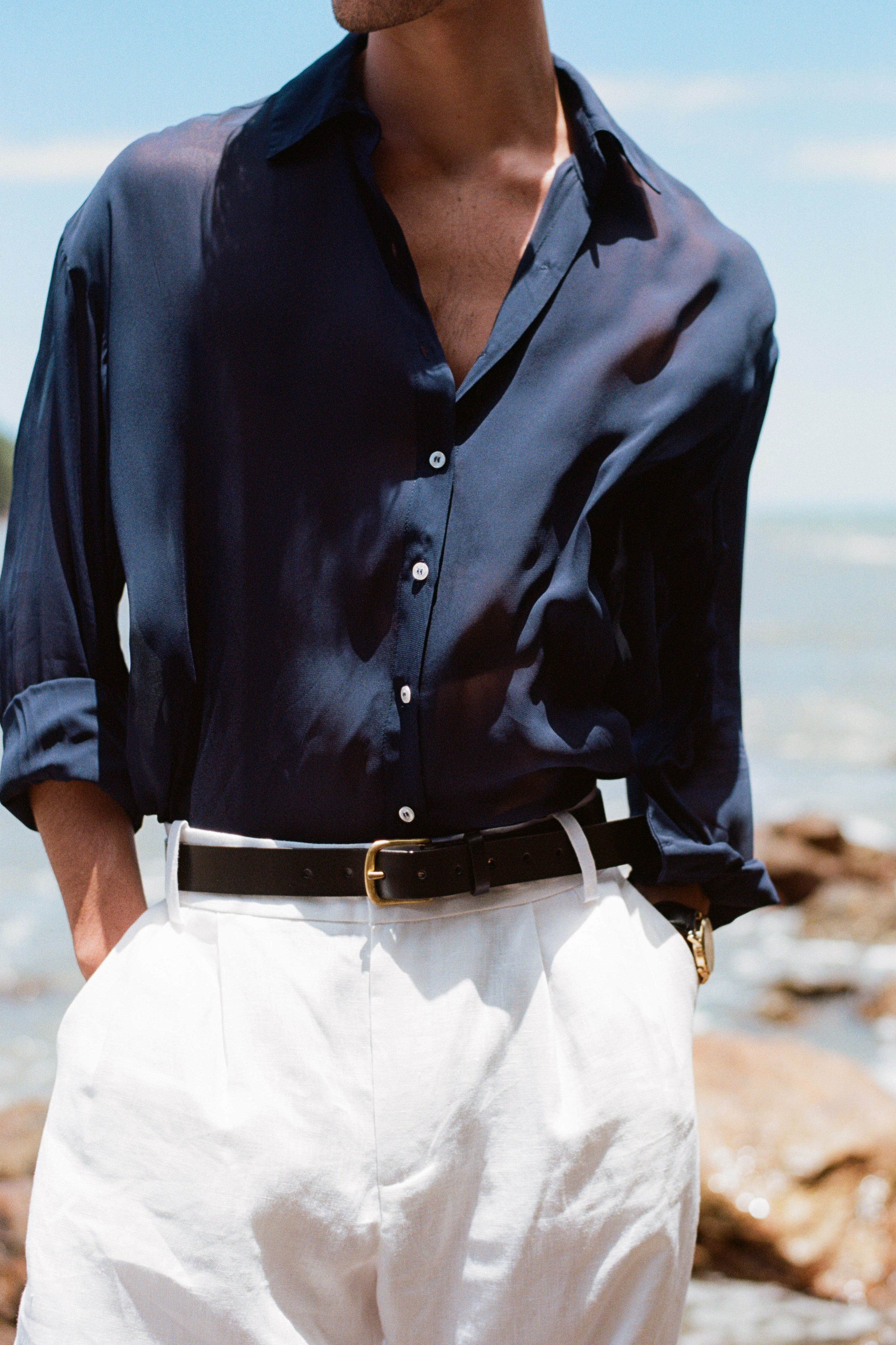 Camisa Fluida Azul Marinho