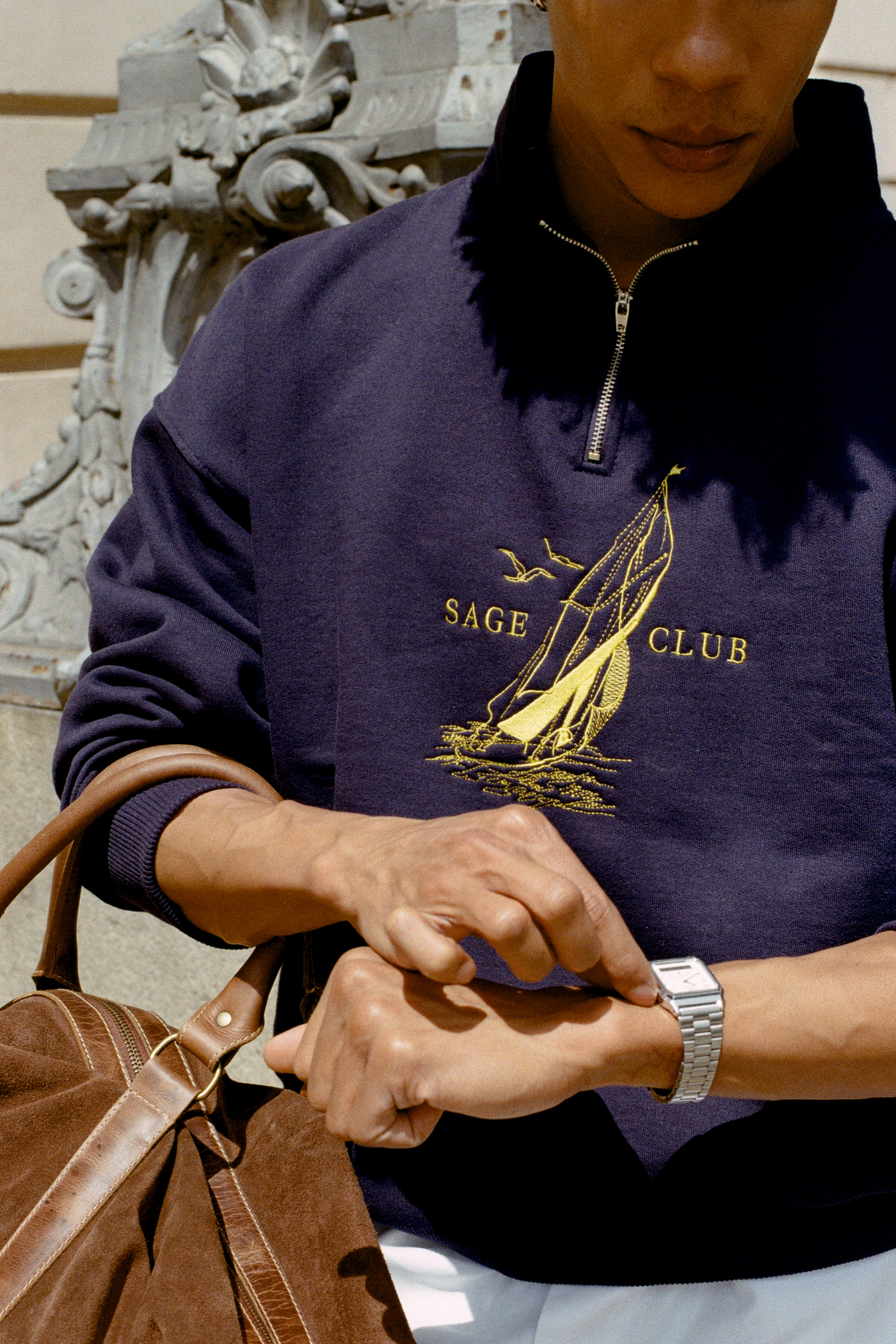 Moletom Bordado Náutico Azul Marinho